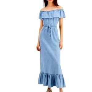 Style and Co Blue Off Shoulder Maxi Dress